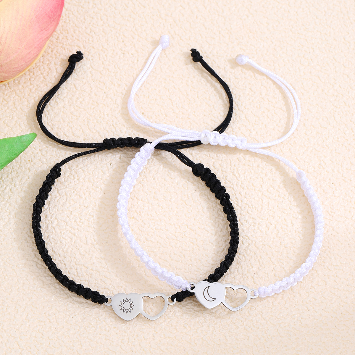 Simple Style Sun Moon Heart Shape Alloy Rope Hollow Out Couple Bracelets display picture 5