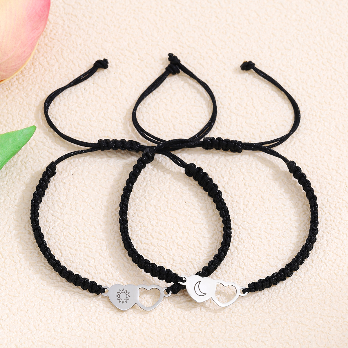 Simple Style Sun Moon Heart Shape Alloy Rope Hollow Out Couple Bracelets display picture 3