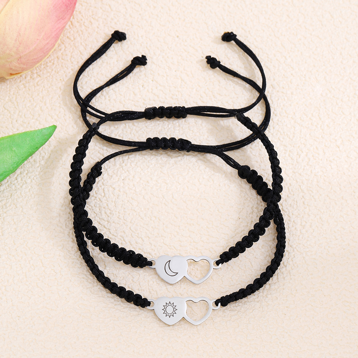 Simple Style Sun Moon Heart Shape Alloy Rope Hollow Out Couple Bracelets display picture 2
