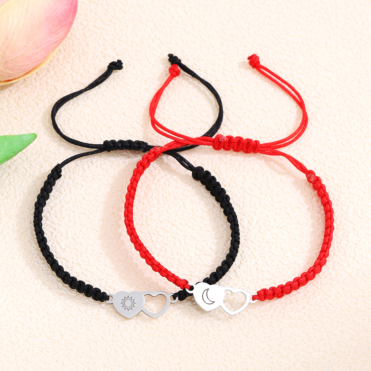 Simple Style Sun Moon Heart Shape Alloy Rope Hollow Out Couple Bracelets display picture 8