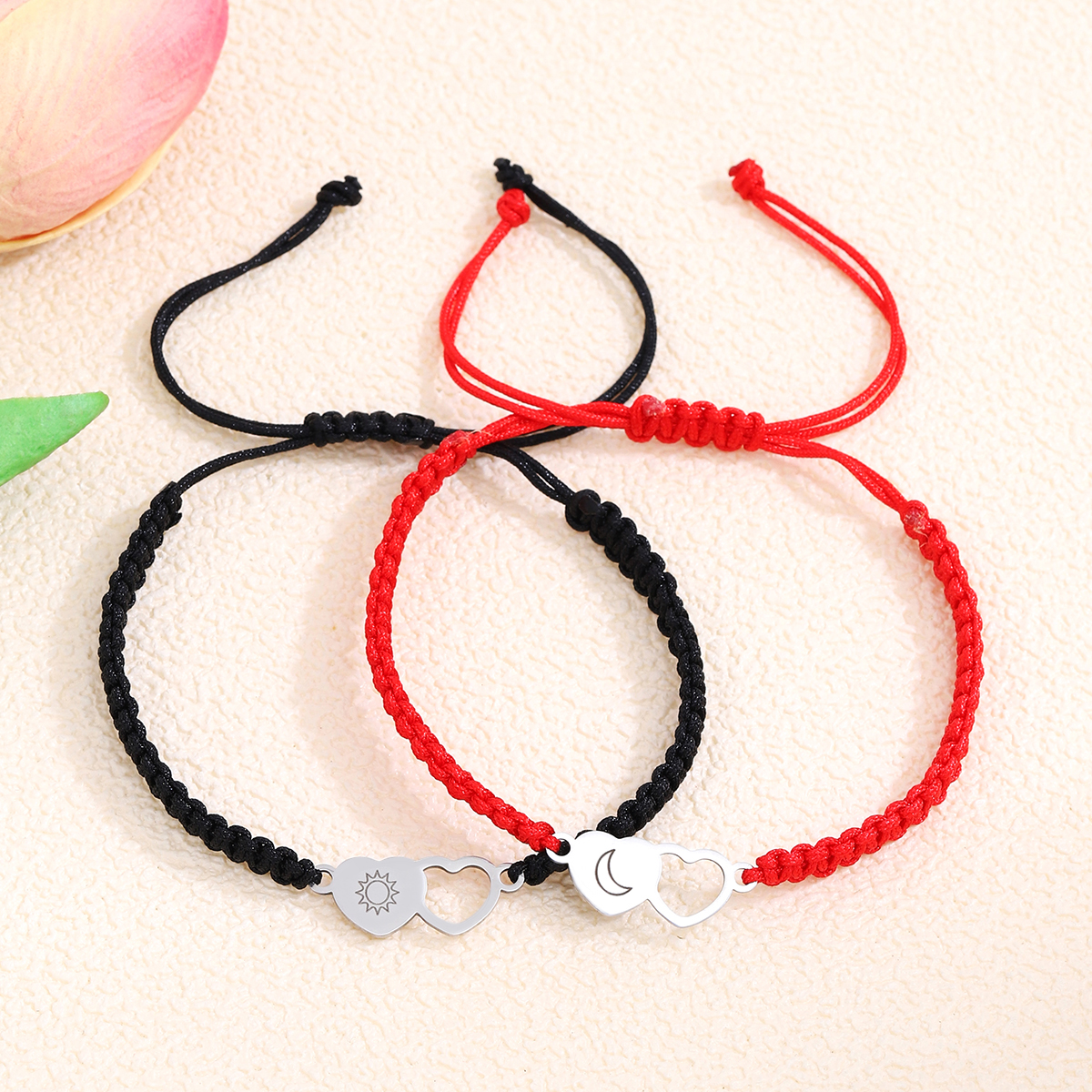 Style Simple Soleil Lune Forme De Cœur Alliage Corde Évider Coupler Bracelets display picture 8