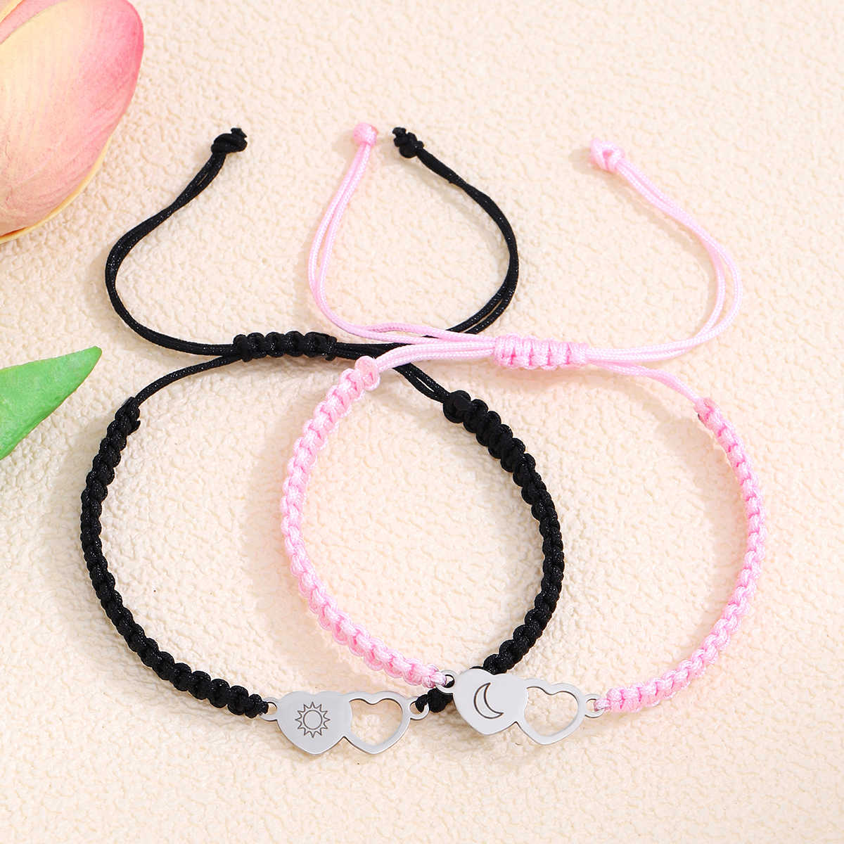 Simple Style Sun Moon Heart Shape Alloy Rope Hollow Out Couple Bracelets display picture 9