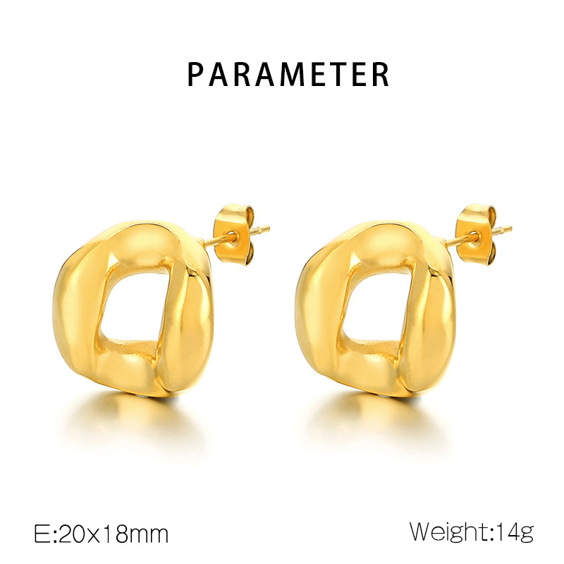 1 Pair Simple Style Solid Color Irregular Hollow Out 304 Stainless Steel 18K Gold Plated Ear Studs display picture 1