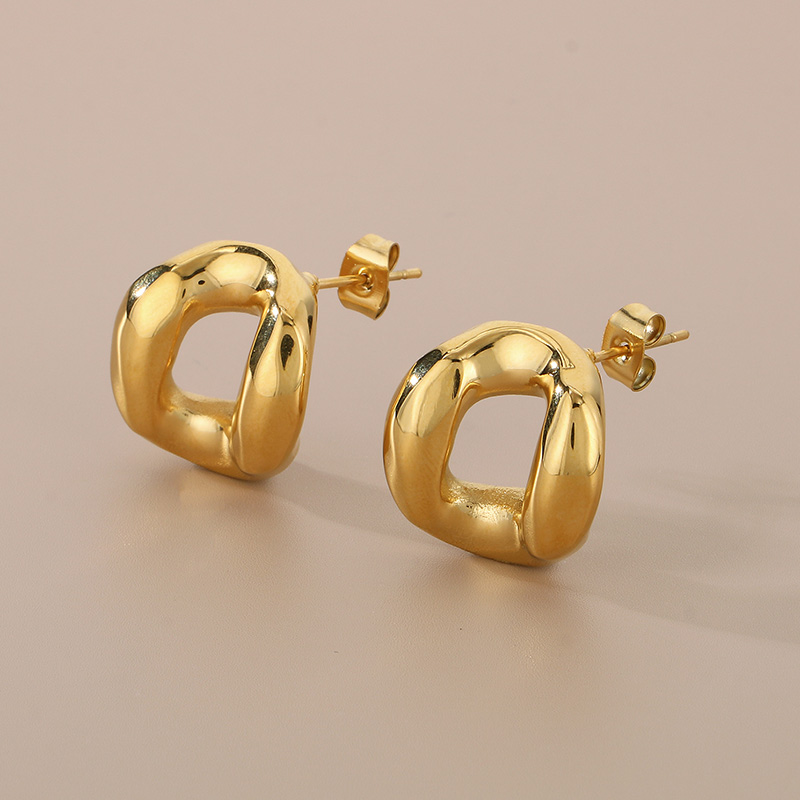 1 Pair Simple Style Solid Color Irregular Hollow Out 304 Stainless Steel 18K Gold Plated Ear Studs display picture 8