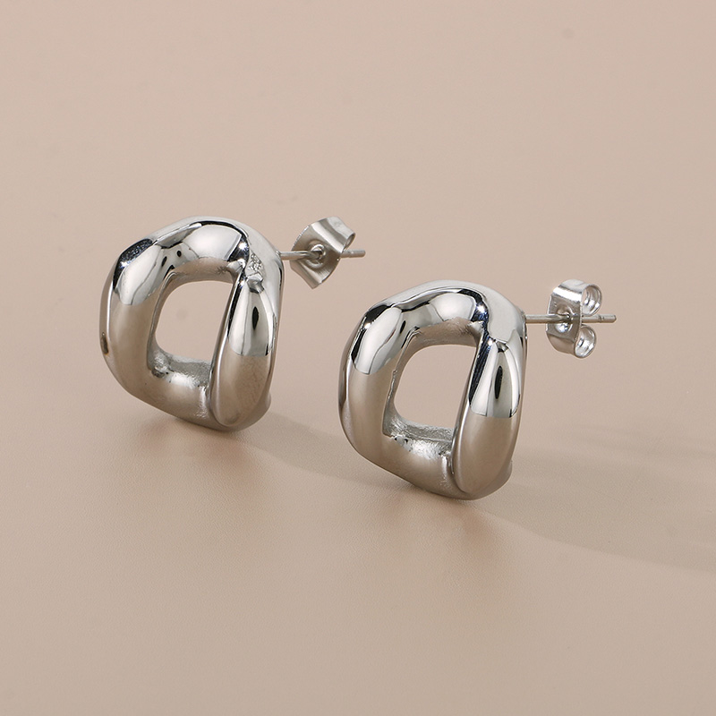 1 Pair Simple Style Solid Color Irregular Hollow Out 304 Stainless Steel 18K Gold Plated Ear Studs display picture 9