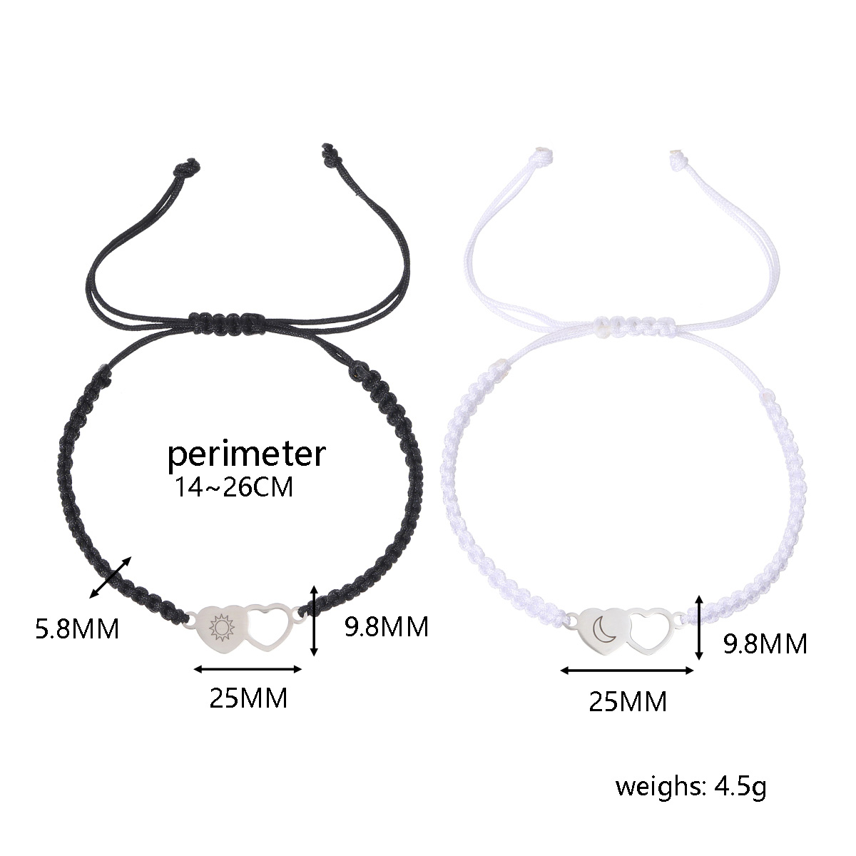 Style Simple Soleil Lune Forme De Cœur Alliage Corde Évider Coupler Bracelets display picture 1