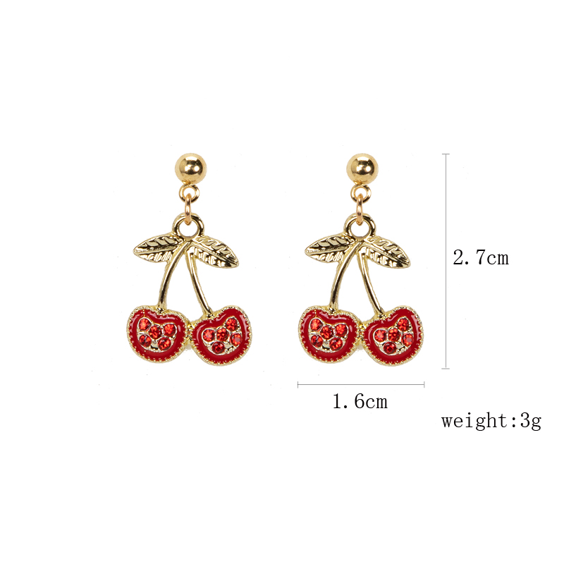 IG Style Sweet Cherry Alloy Enamel Inlay Rhinestones Women's Earrings Necklace display picture 1