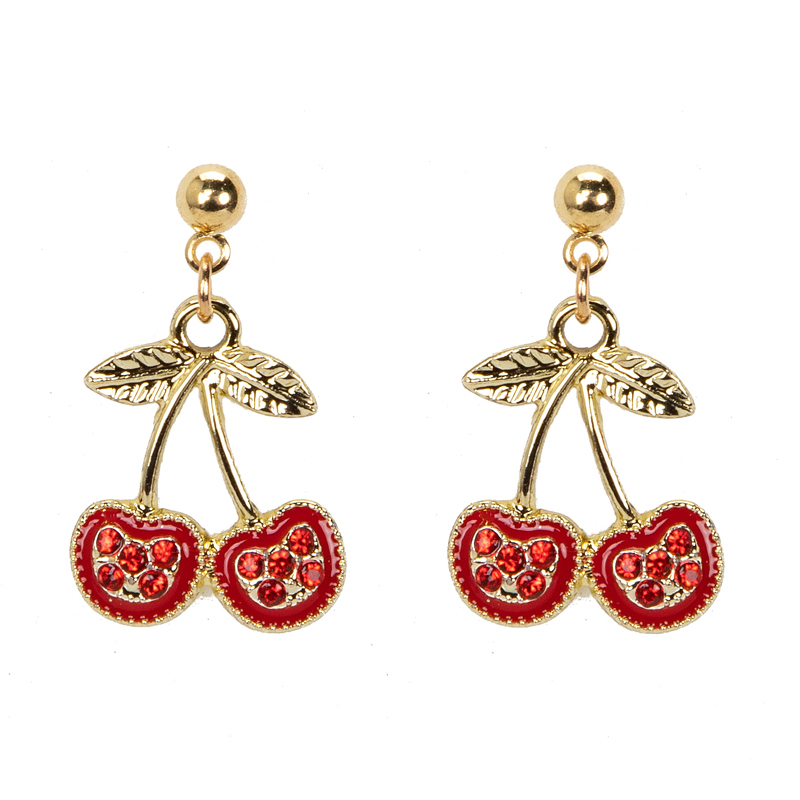 IG Style Sweet Cherry Alloy Enamel Inlay Rhinestones Women's Earrings Necklace display picture 3