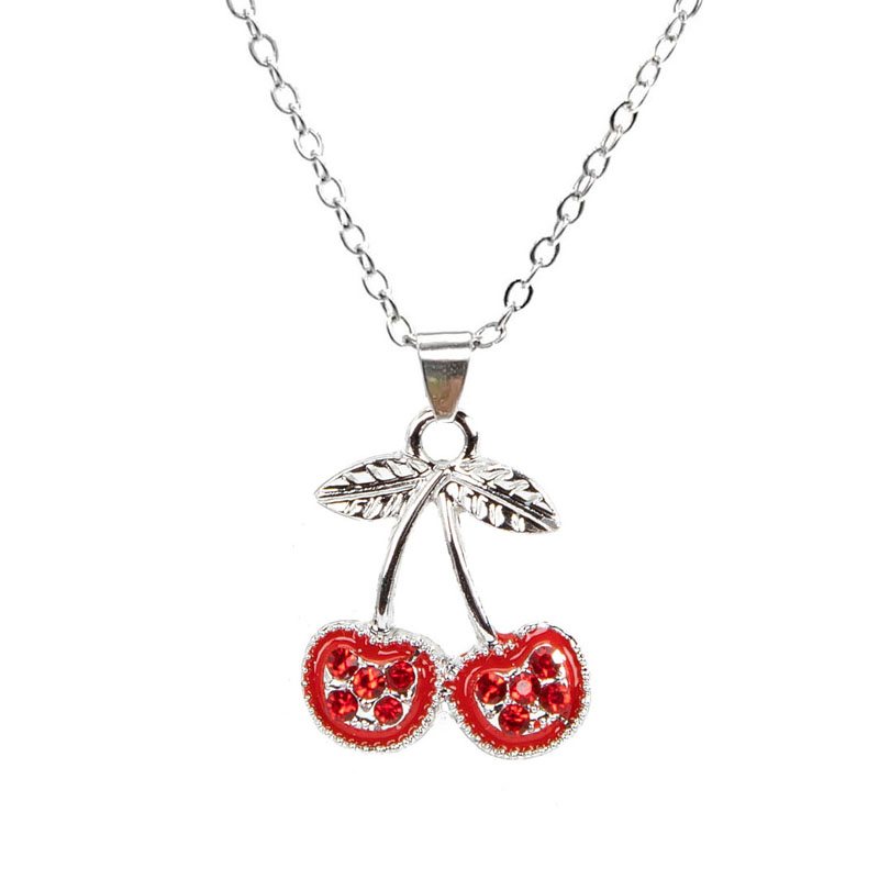 IG Style Sweet Cherry Alloy Enamel Inlay Rhinestones Women's Earrings Necklace display picture 5