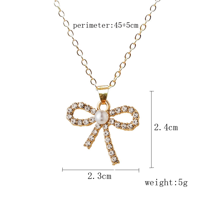 Wholesale Jewelry Simple Style Classic Style Bow Knot Alloy Rhinestones Gold Plated Silver Plated Plating Inlay Pendant Necklace display picture 6