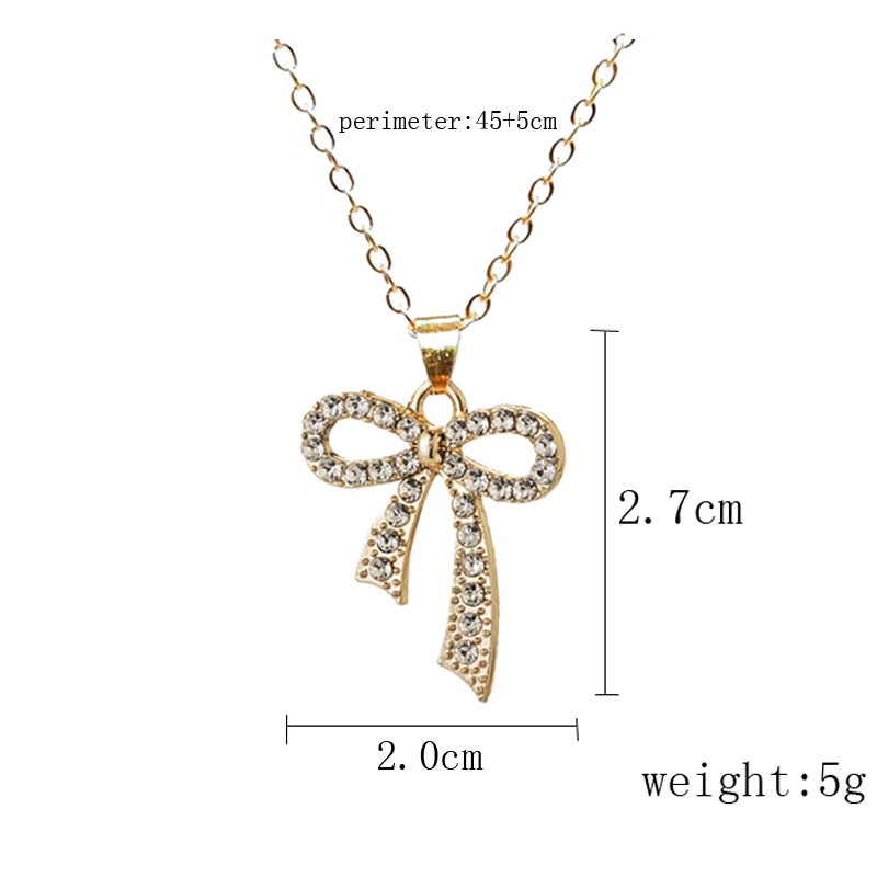 Wholesale Jewelry Simple Style Classic Style Bow Knot Alloy Rhinestones Gold Plated Silver Plated Plating Inlay Pendant Necklace display picture 1