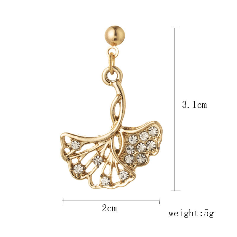 1 Pair Casual Modern Style Simple Style Leaves Ginkgo Leaf Inlay Alloy Rhinestones Drop Earrings display picture 4