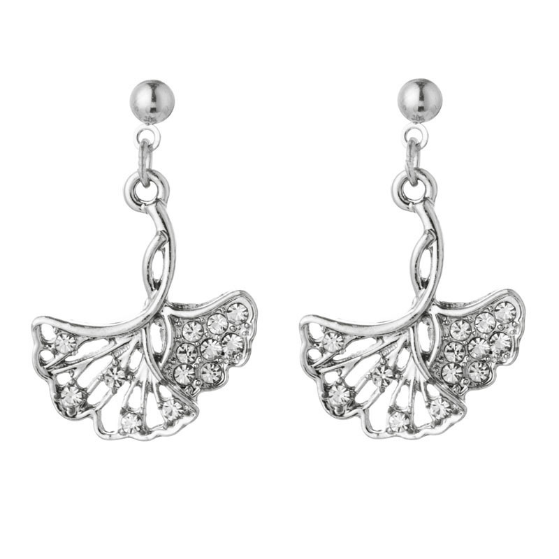 1 Pair Casual Modern Style Simple Style Leaves Ginkgo Leaf Inlay Alloy Rhinestones Drop Earrings display picture 3