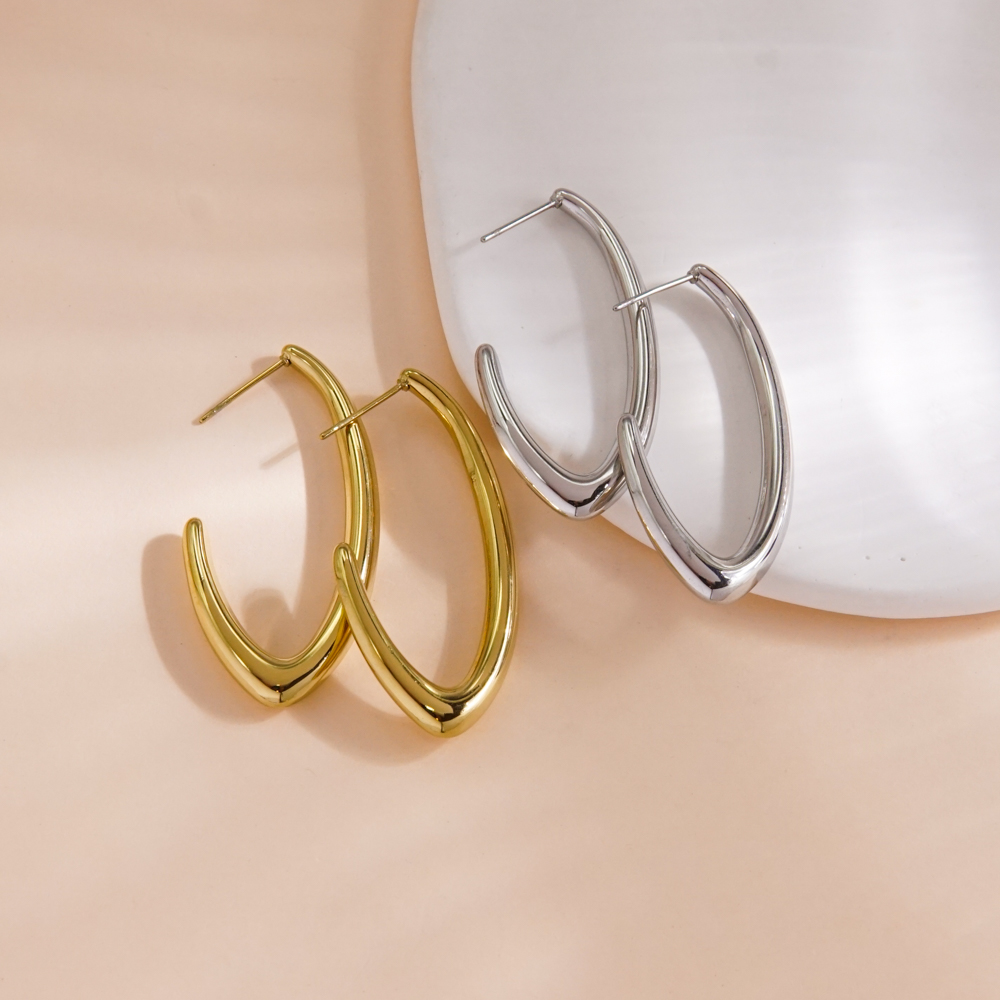 1 Pair Modern Style Simple Style Solid Color Plating 304 Stainless Steel 14K Gold Plated Ear Studs display picture 3