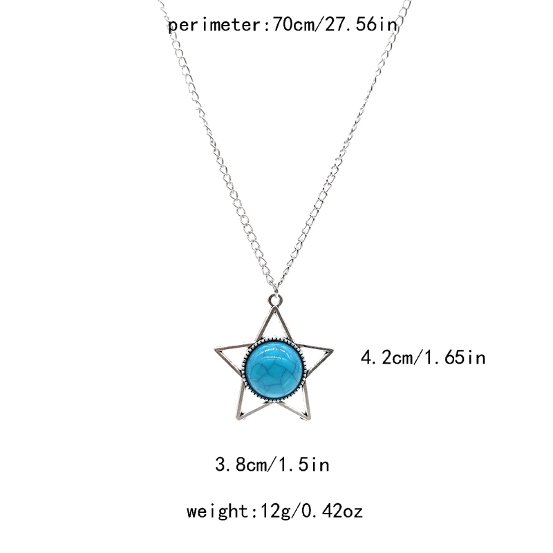 Wholesale Jewelry Retro Simple Style Pentagram Zinc Alloy Resin Inlay Pendant Necklace display picture 2