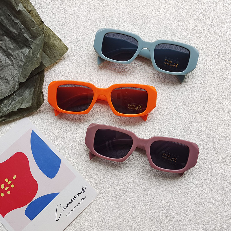 Cute Vacation Sweet Color Block Resin Square Full Frame Kids Sunglasses display picture 1