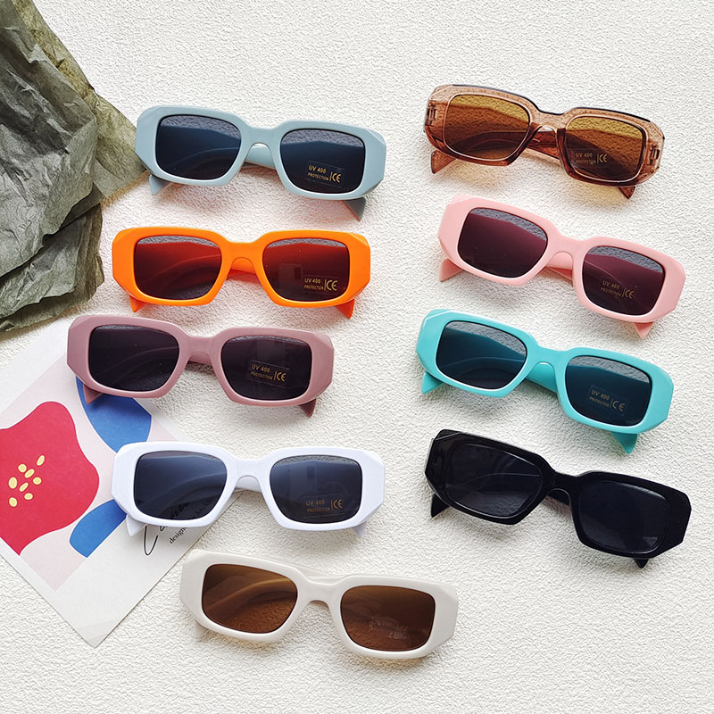 Cute Vacation Sweet Color Block Resin Square Full Frame Kids Sunglasses display picture 2