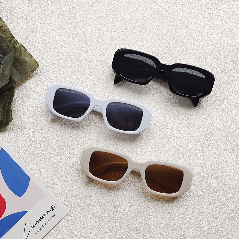 Cute Vacation Sweet Color Block Resin Square Full Frame Kids Sunglasses display picture 4