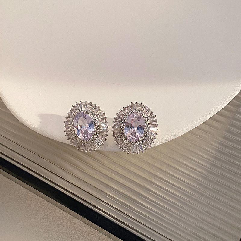 1 Pair Exaggerated Luxurious Oval Plating Inlay Copper Zircon White Gold Plated Gold Plated Ear Studs display picture 8