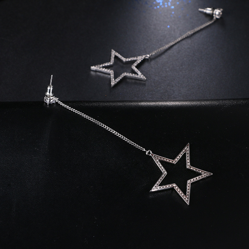 1 Pair Casual Exaggerated Pentagram Plating Inlay Copper Zircon White Gold Plated Drop Earrings display picture 4