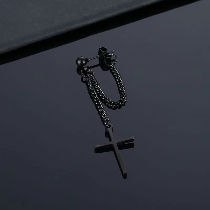 1 Pair Classic Style Cross Plating 201 Stainless Steel Black Plated Drop Earrings display picture 3