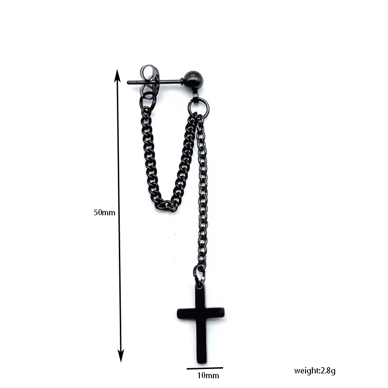 1 Pair Classic Style Cross Plating 201 Stainless Steel Black Plated Drop Earrings display picture 5