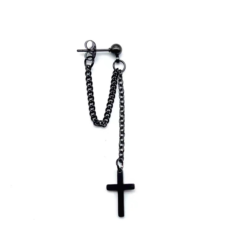 1 Pair Classic Style Cross Plating 201 Stainless Steel Black Plated Drop Earrings display picture 4