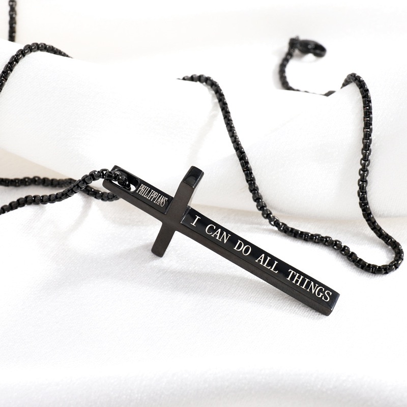 304 Stainless Steel Basic Modern Style Classic Style Cross Letter Pendant Necklace display picture 2
