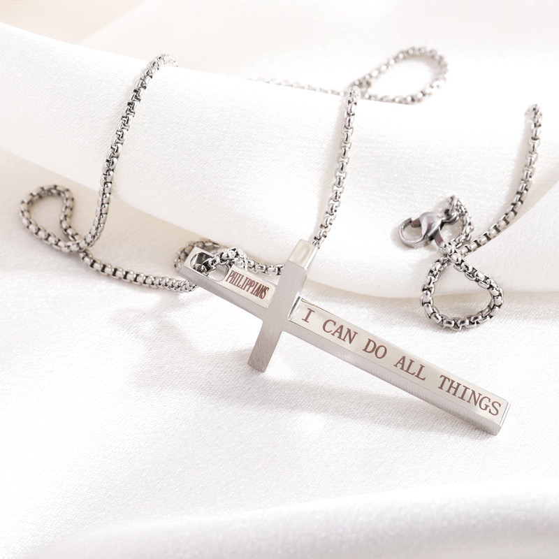 304 Stainless Steel Basic Modern Style Classic Style Cross Letter Pendant Necklace display picture 3