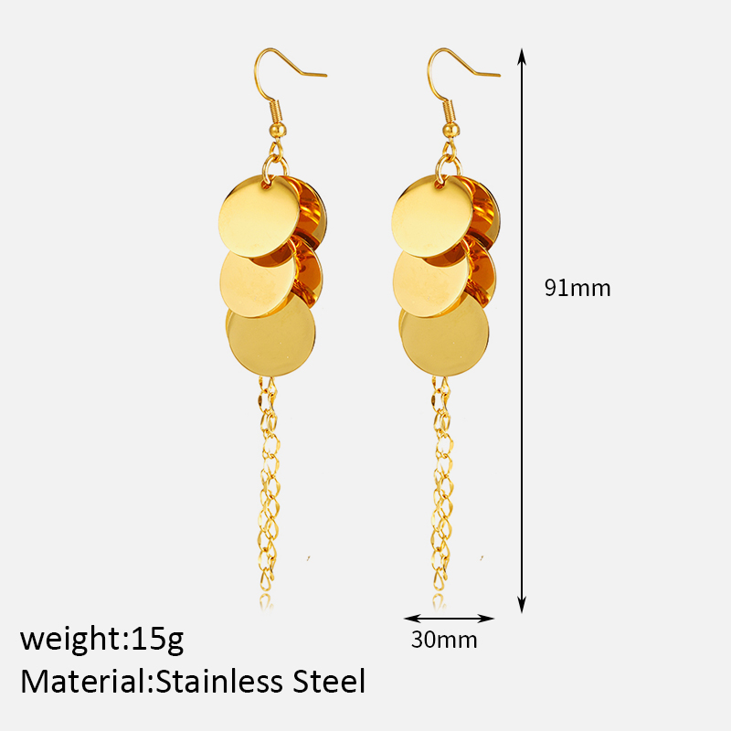 1 Pair Simple Style Classic Style Solid Color Plating 304 Stainless Steel 14K Gold Plated Drop Earrings display picture 7
