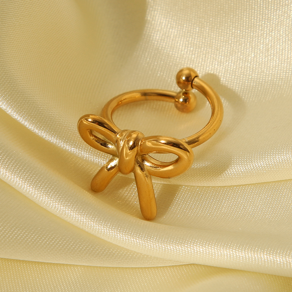 Süss Einfacher Stil Schmetterling Bogenknoten Edelstahl 304 18 Karat Vergoldet Offener Ring In Masse display picture 5