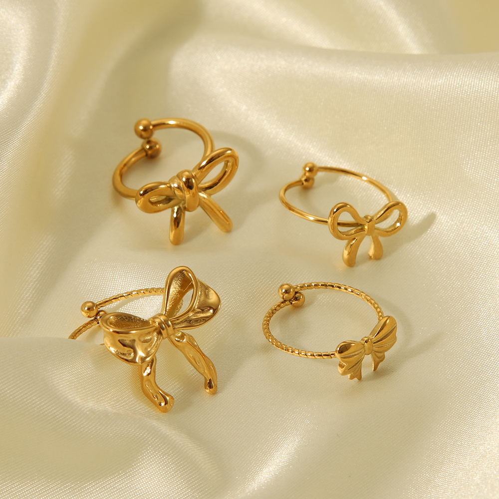 Sweet Simple Style Butterfly Bow Knot 304 Stainless Steel 18K Gold Plated Open Rings In Bulk display picture 6