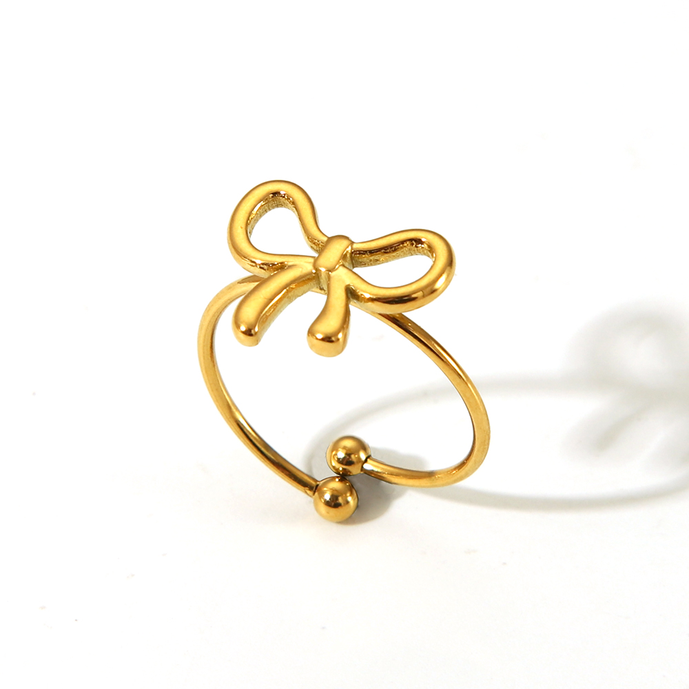 Sweet Simple Style Butterfly Bow Knot 304 Stainless Steel 18K Gold Plated Open Rings In Bulk display picture 9