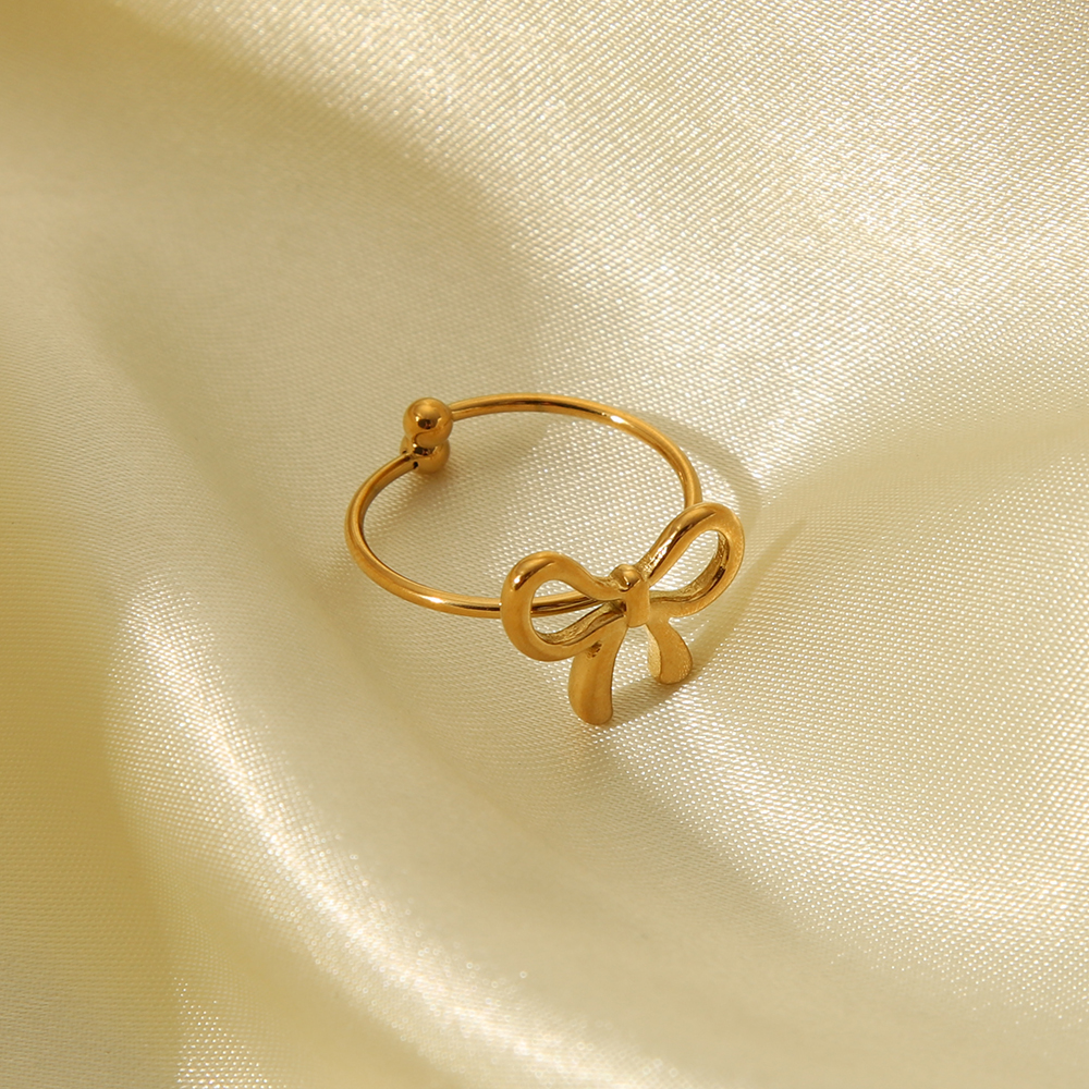 Süss Einfacher Stil Schmetterling Bogenknoten Edelstahl 304 18 Karat Vergoldet Offener Ring In Masse display picture 4