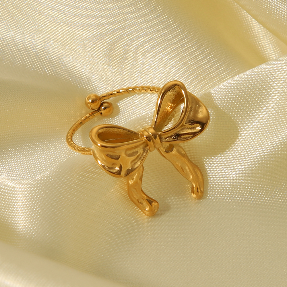 Sweet Simple Style Butterfly Bow Knot 304 Stainless Steel 18K Gold Plated Open Rings In Bulk display picture 8