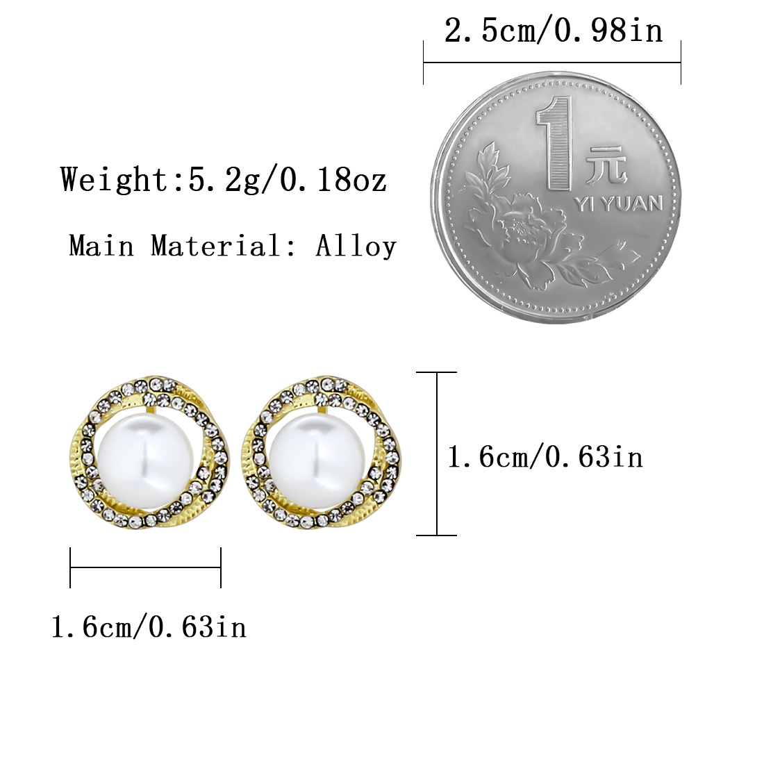 1 Paar Basic Einfacher Stil Pendeln Geometrisch Spiral- Inlay Legierung Künstliche Perlen Strasssteine Ohrstecker display picture 1