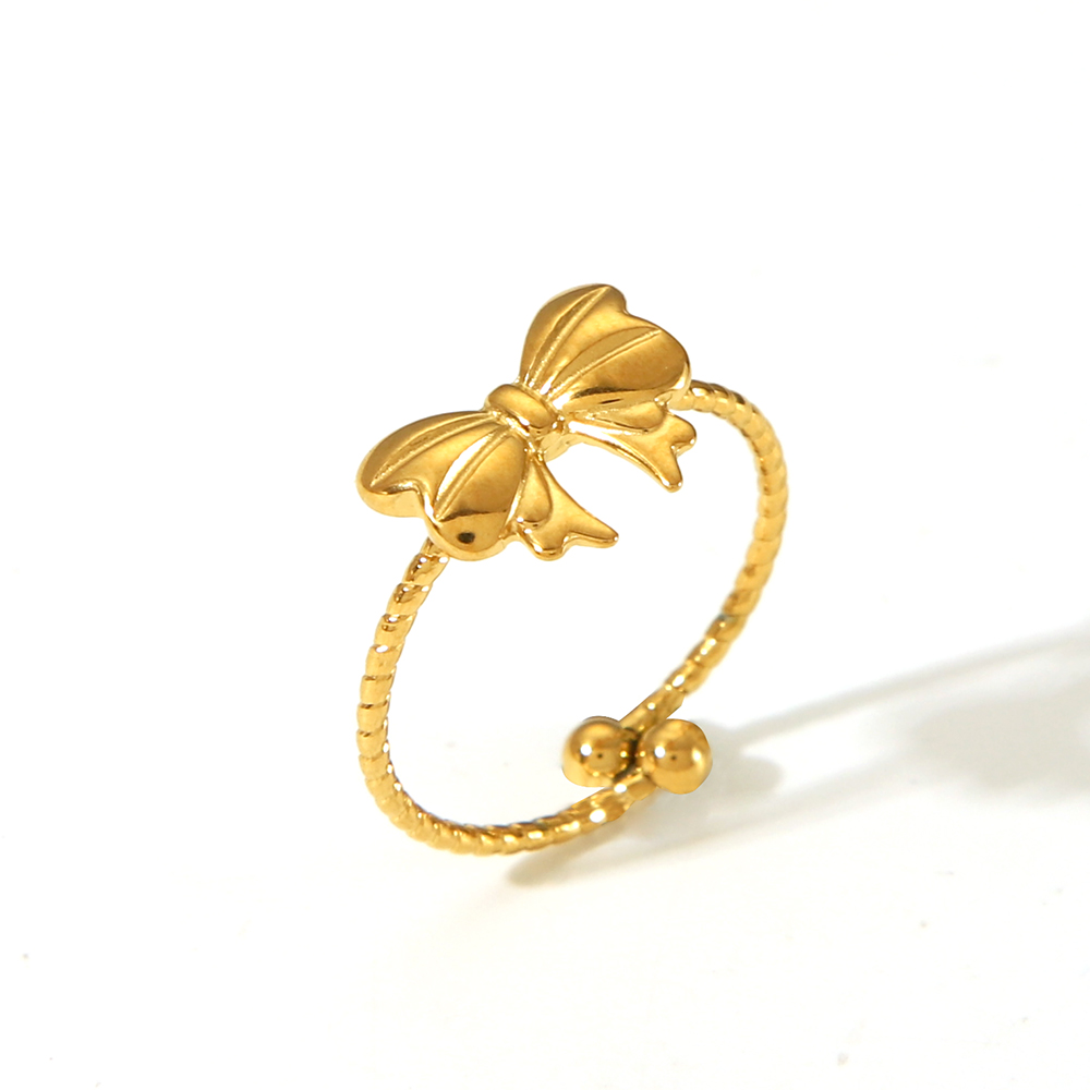 Sweet Simple Style Butterfly Bow Knot 304 Stainless Steel 18K Gold Plated Open Rings In Bulk display picture 11