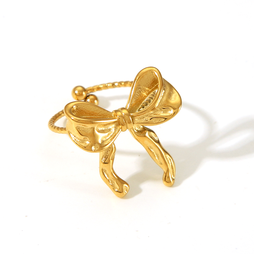 Sweet Simple Style Butterfly Bow Knot 304 Stainless Steel 18K Gold Plated Open Rings In Bulk display picture 10