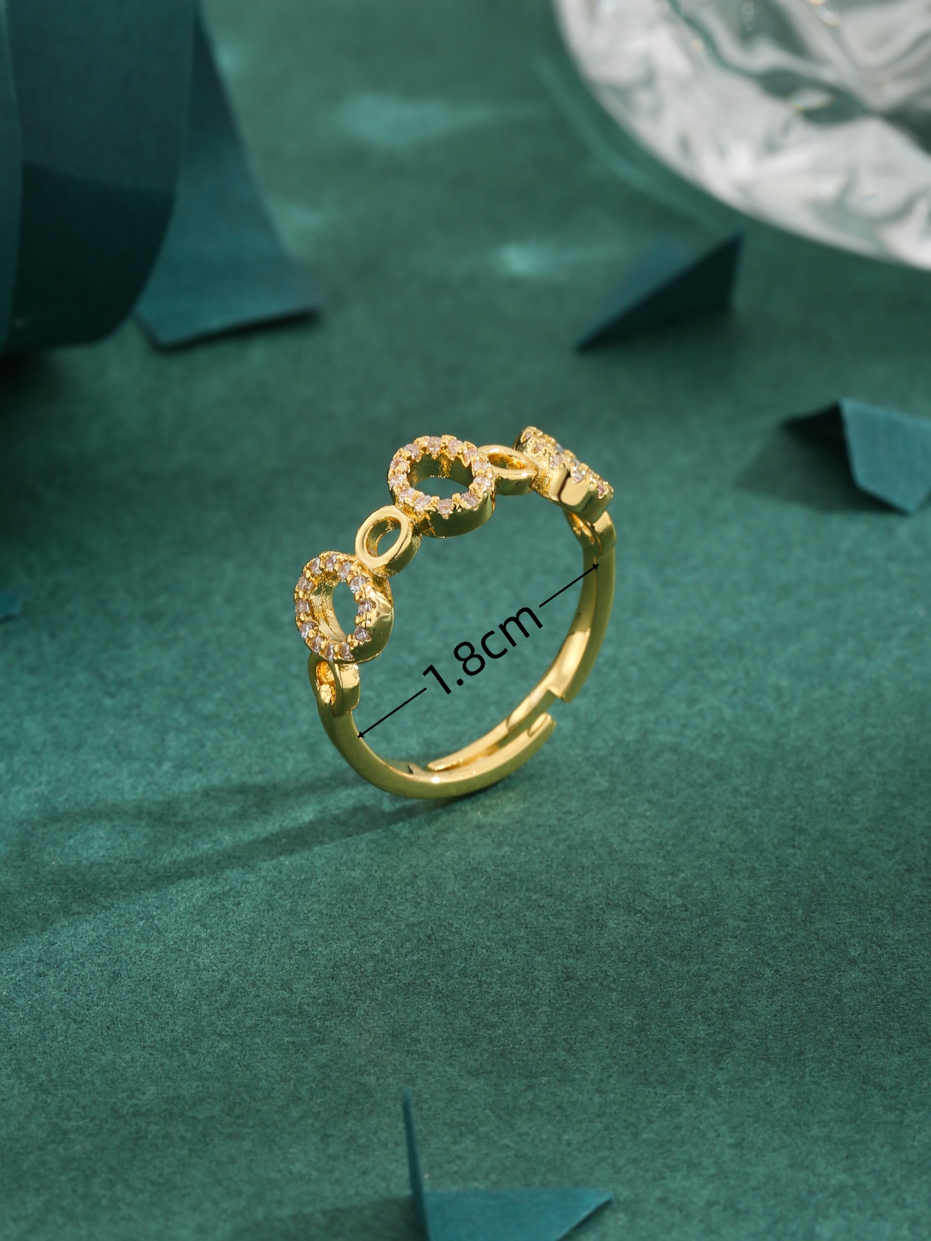 Kupfer 18 Karat Vergoldet Vintage-Stil Dame Klassischer Stil Inlay Runden Zirkon Verstellbarer Ring display picture 1