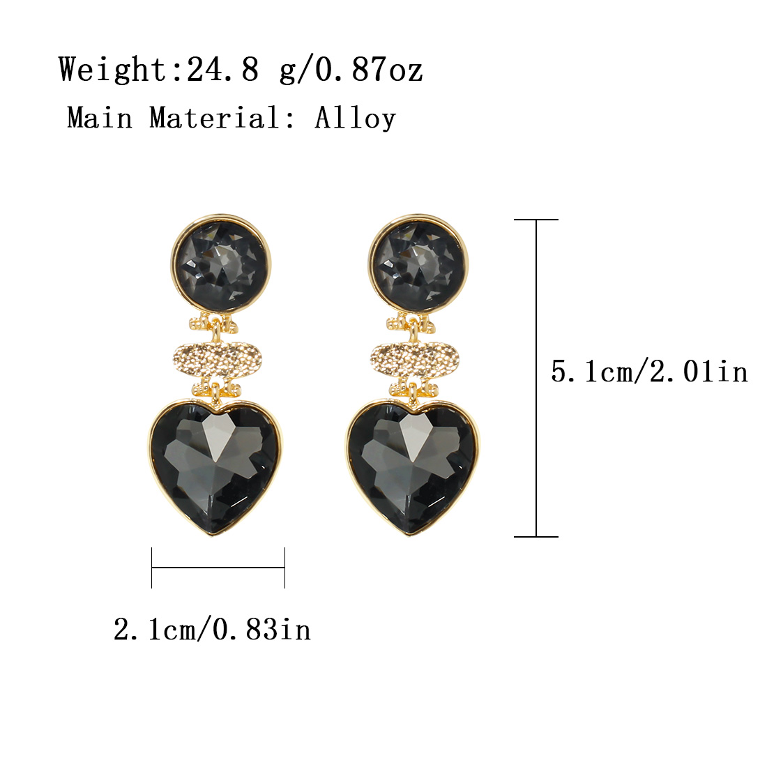 1 Pair Simple Style Classic Style Heart Shape Plating Inlay Alloy Rhinestones Gold Plated Drop Earrings display picture 1