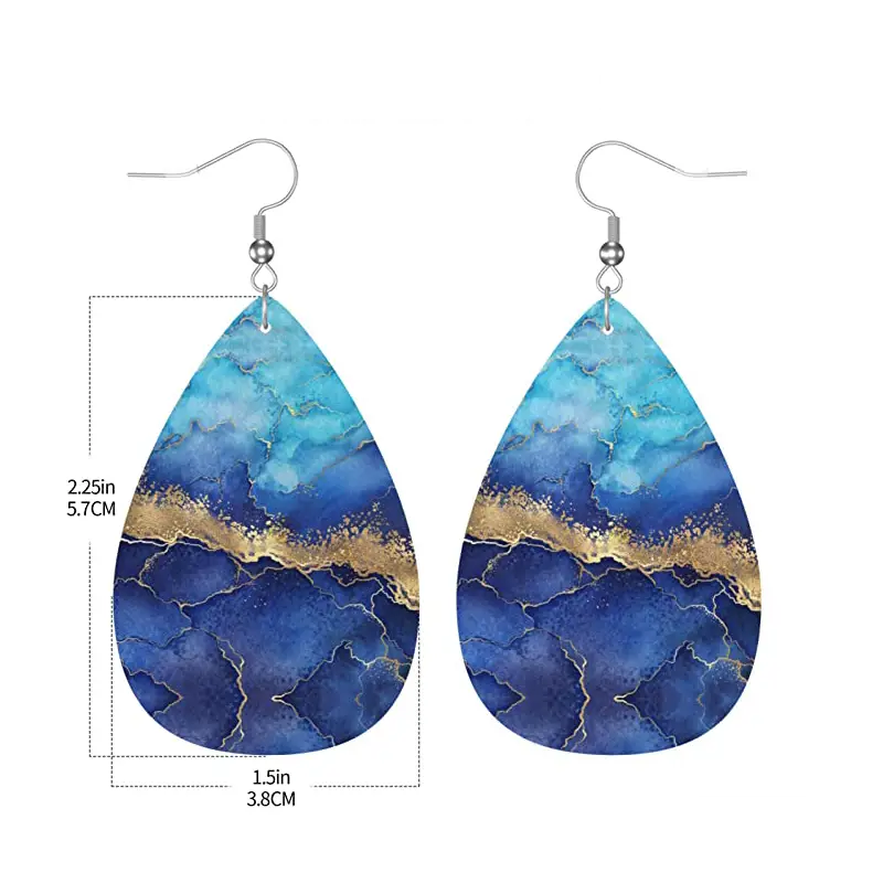 1 Pair Beach Sweet Water Droplets Sea Wave Pu Leather Drop Earrings display picture 1