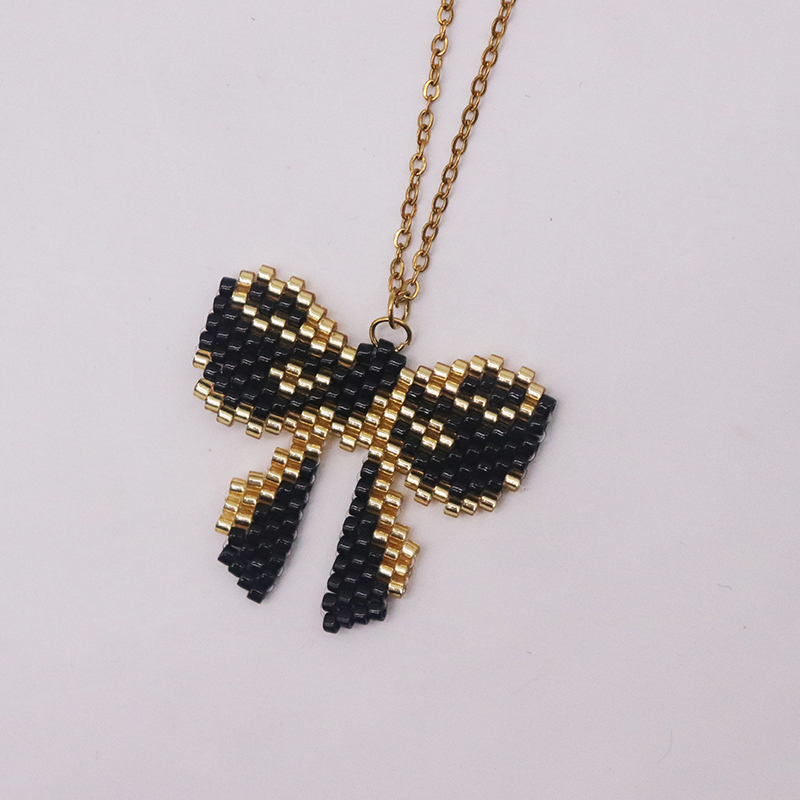 Stainless Steel Glass Casual Elegant Braid Bow Knot Pendant Necklace display picture 4