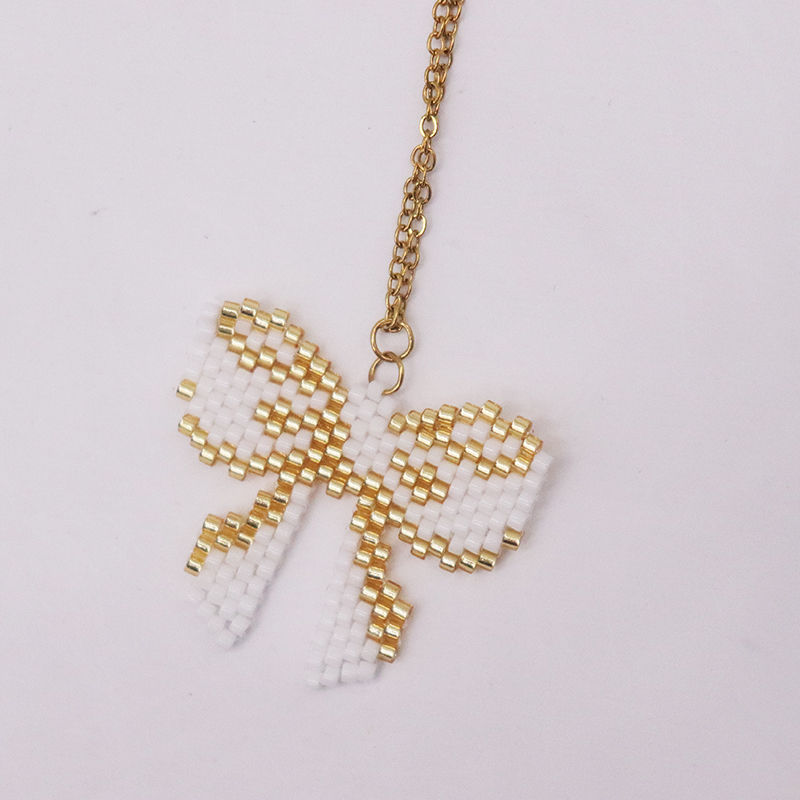 Stainless Steel Glass Casual Elegant Braid Bow Knot Pendant Necklace display picture 5