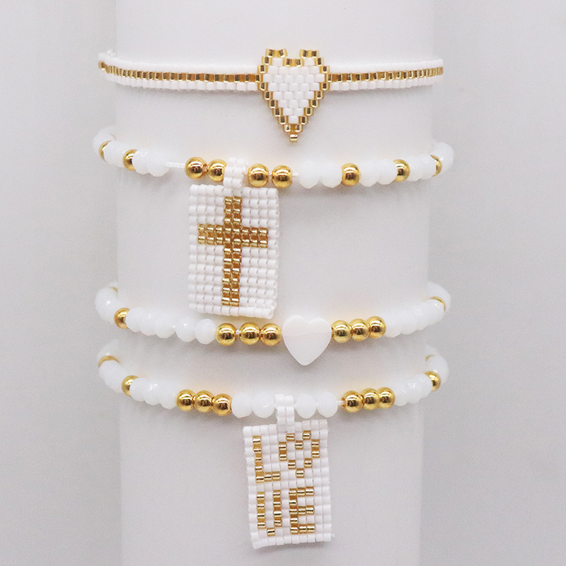 Elegant Luxurious Cross Letter Artificial Crystal Glass Knitting Women's Bracelets display picture 2
