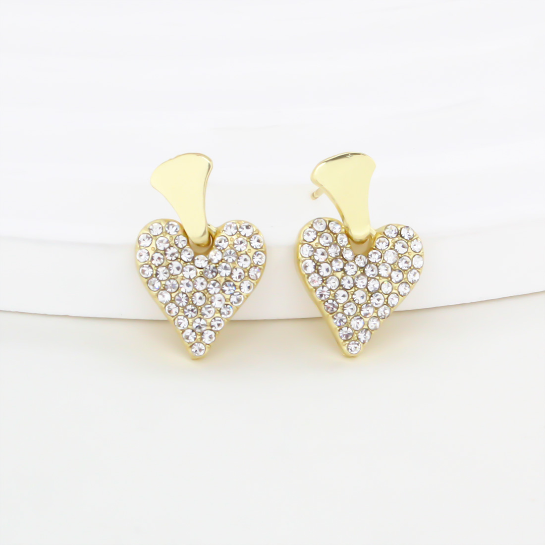 1 Pair Vacation Sweet Heart Shape Plating Inlay Iron Rhinestones Gold Plated Drop Earrings display picture 5