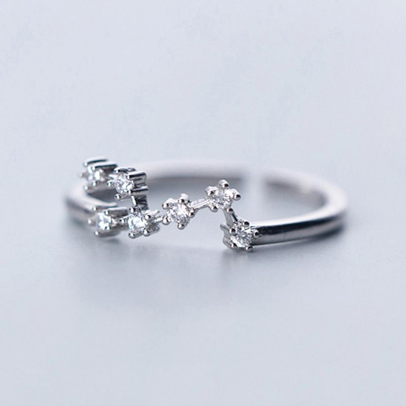 Sterling Silver White Gold Plated Silver Plated Casual Elegant Plating Inlay Constellation Zircon Open Rings display picture 13