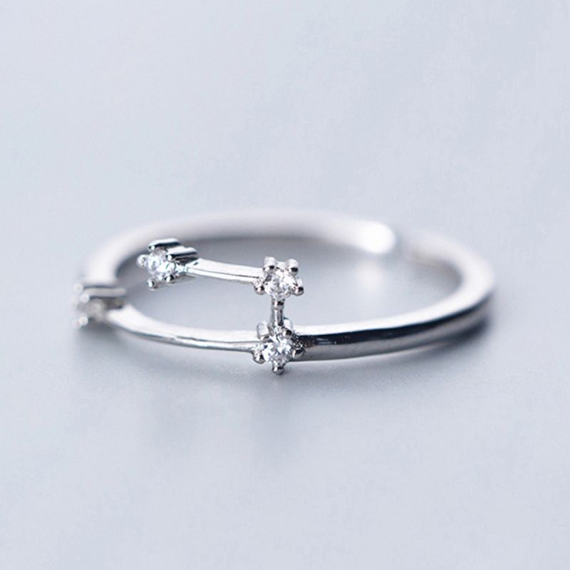 Sterling Silver White Gold Plated Silver Plated Casual Elegant Plating Inlay Constellation Zircon Open Rings display picture 7