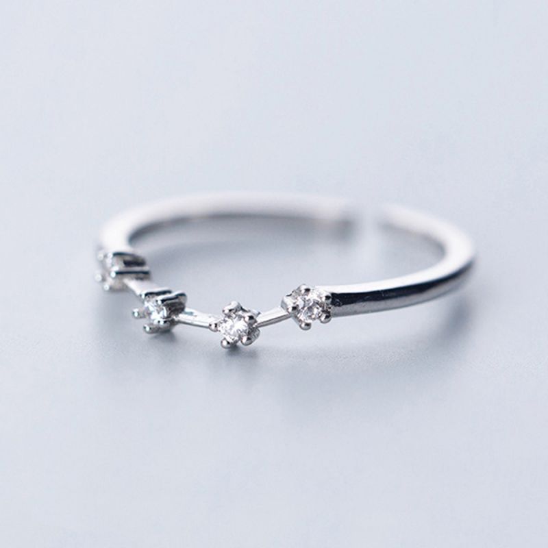 Sterling Silver White Gold Plated Silver Plated Casual Elegant Plating Inlay Constellation Zircon Open Rings display picture 3