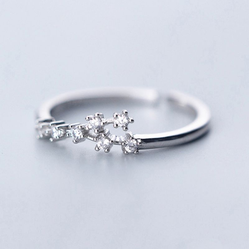 Sterling Silver White Gold Plated Silver Plated Casual Elegant Plating Inlay Constellation Zircon Open Rings display picture 6