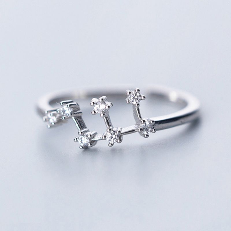 Sterling Silver White Gold Plated Silver Plated Casual Elegant Plating Inlay Constellation Zircon Open Rings display picture 4